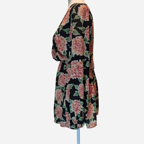Pre-owned Show Me Your MuMu Black Floral Long Sleeve Dress - Picture 3 of 7